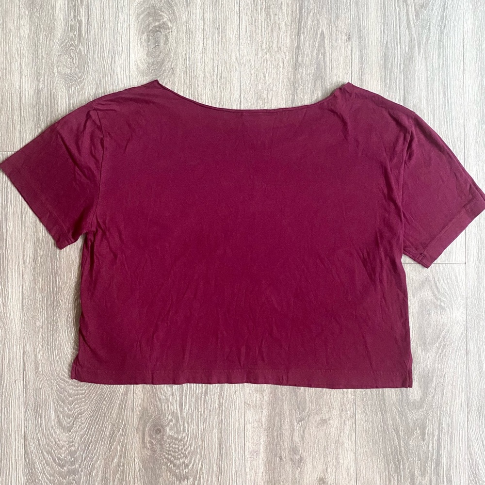 VS PINK CROP TOP SHORT SLEEVES BOXY TEE LOGO MAROON / BLACK SIZE LARGE - Picture 5 of 6